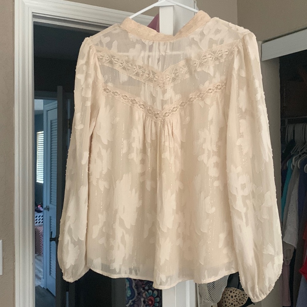 Cream floral Anthropology inspired blouse